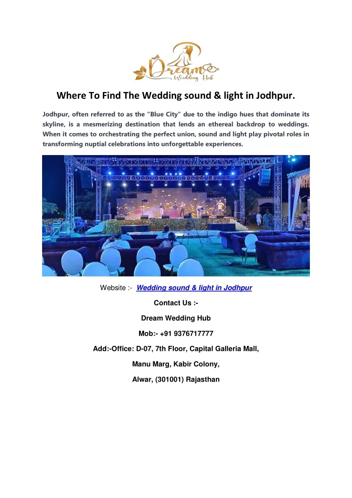 where to find the wedding sound light in jodhpur