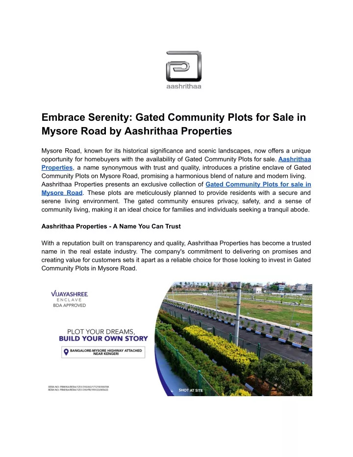 embrace serenity gated community plots for sale