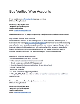 Buy Verified Wise Accounts