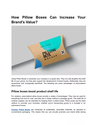 How Pillow Boxes Can Increase Your Brand’s Value