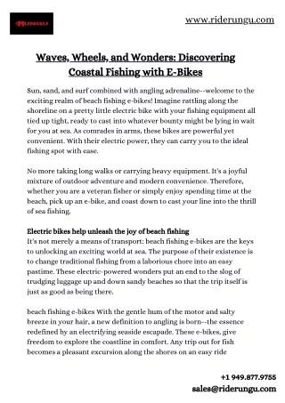 Waves, Wheels, and Wonders Discovering Coastal Fishing with E-Bikes