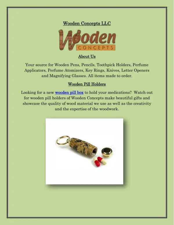 Wooden Pill Holder