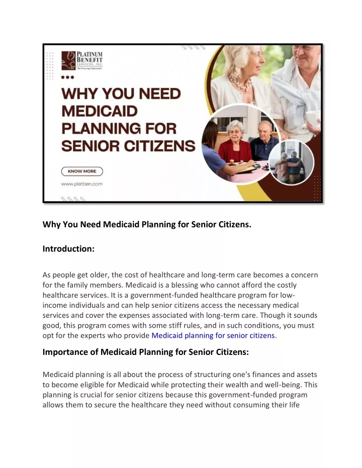 why you need medicaid planning for senior