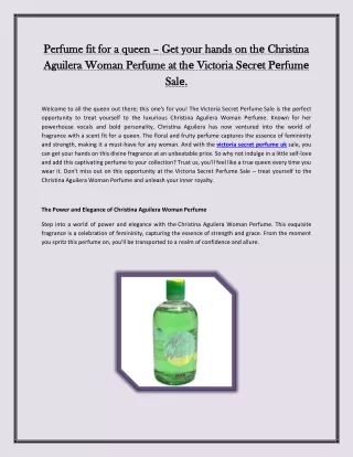 Perfume fit for a queen – Get your hands on thе Christina Aguilera Woman Perfume
