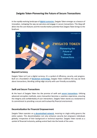 zwigato token pioneering the future of secure