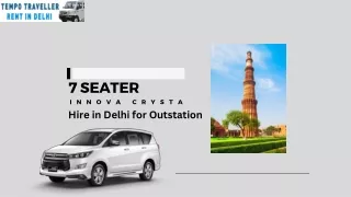 7 Seater Innova Crysta Hire in Delhi for Outstation