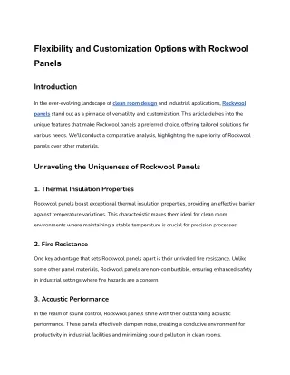Flexibility and Customization Options with Rockwool Panels