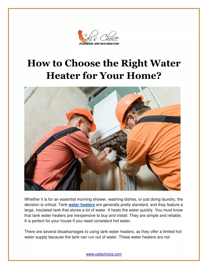 how to choose the right water heater for your home