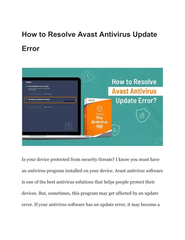 how to resolve avast antivirus update
