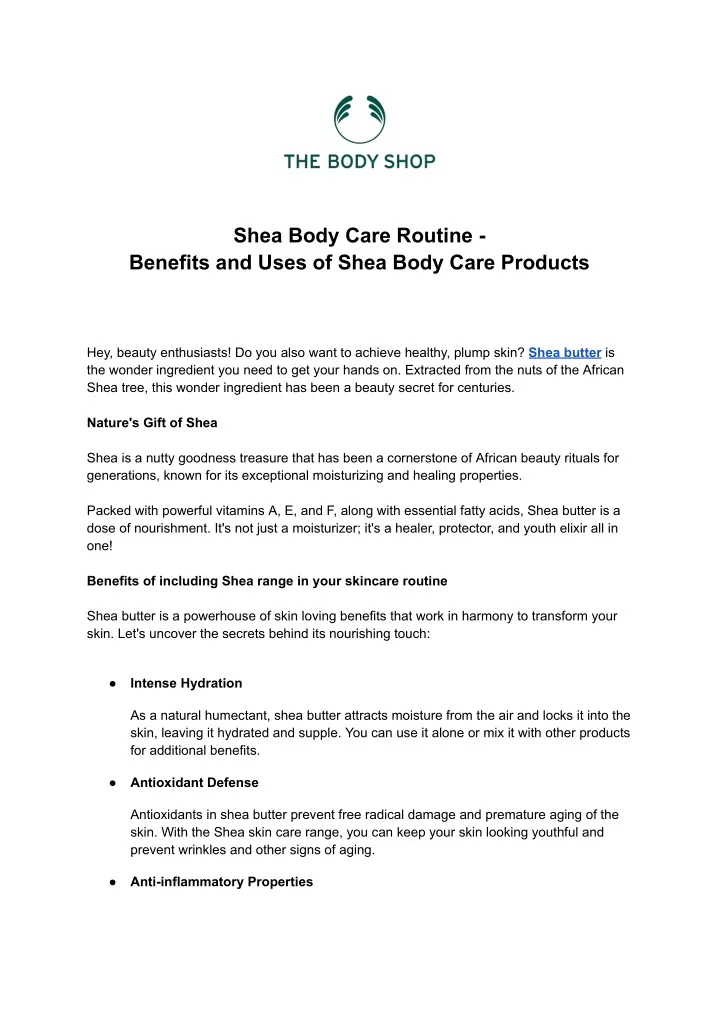 shea body care routine benefits and uses of shea