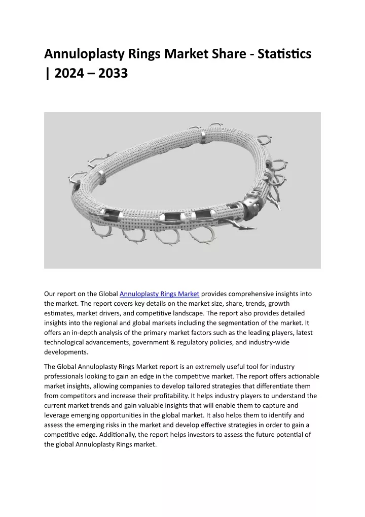 annuloplasty rings market share statistics 2024