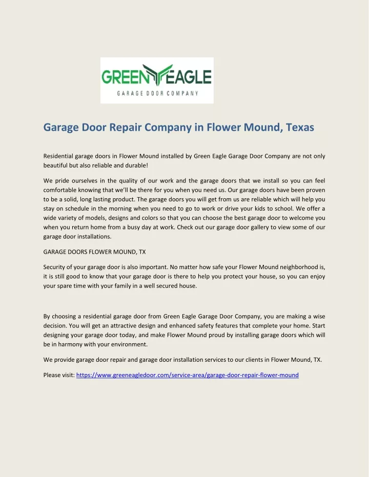 garage door repair company in flower mound texas