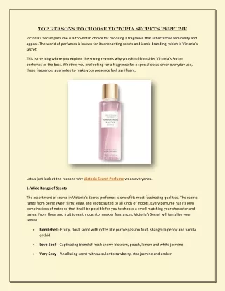Top Reasons to Choose Victoria Secrets Perfume