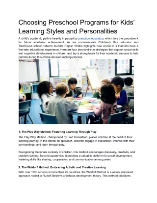 choosing preschool programs for kids learning