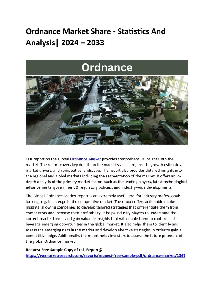 ordnance market share statistics and analysis