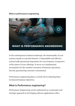 what is performance engineering