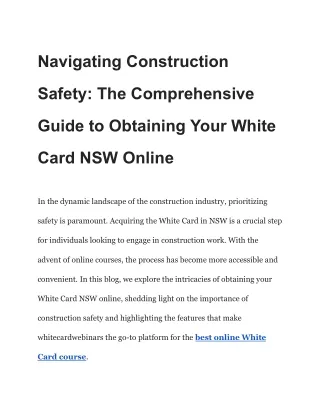 Navigating Construction Safety_ The Comprehensive Guide to Obtaining Your White Card NSW Online