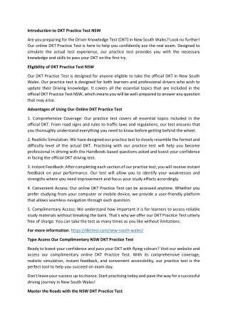 introduction to dkt practice test nsw