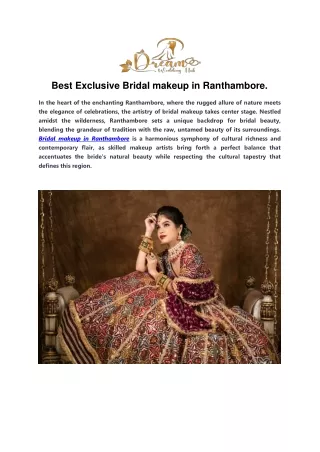 Best Exclusive Bridal makeup in Ranthambore.