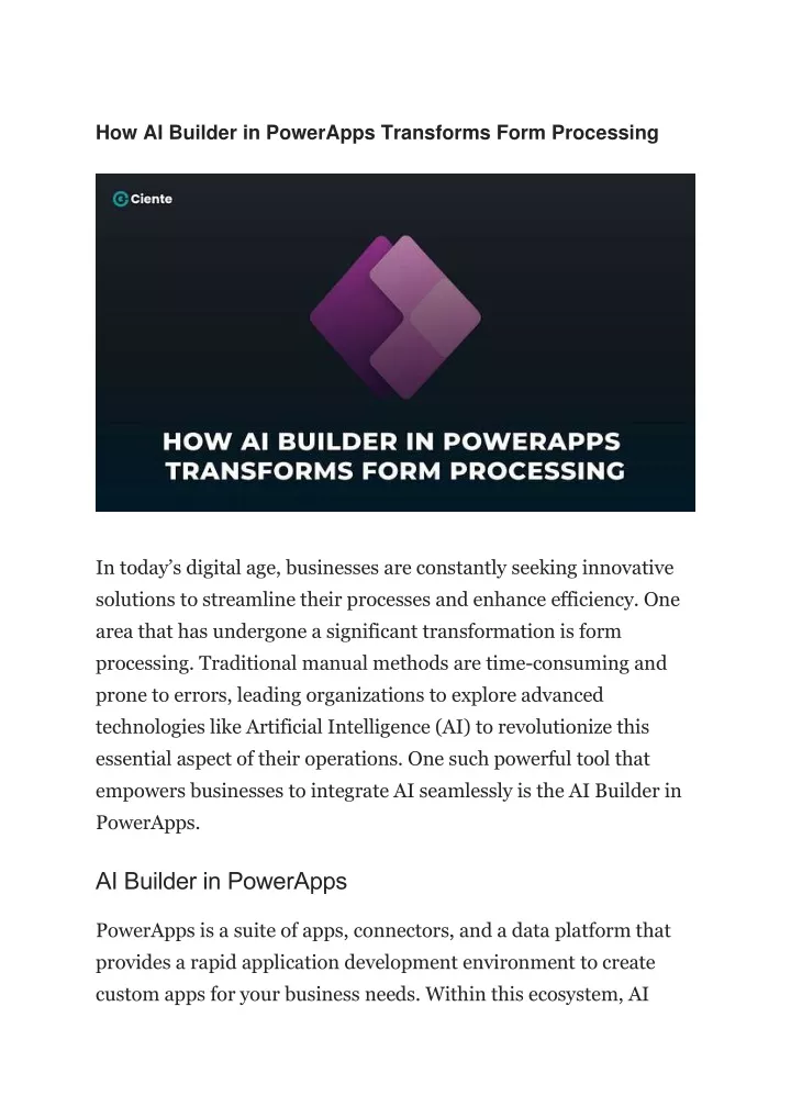 how ai builder in powerapps transforms form