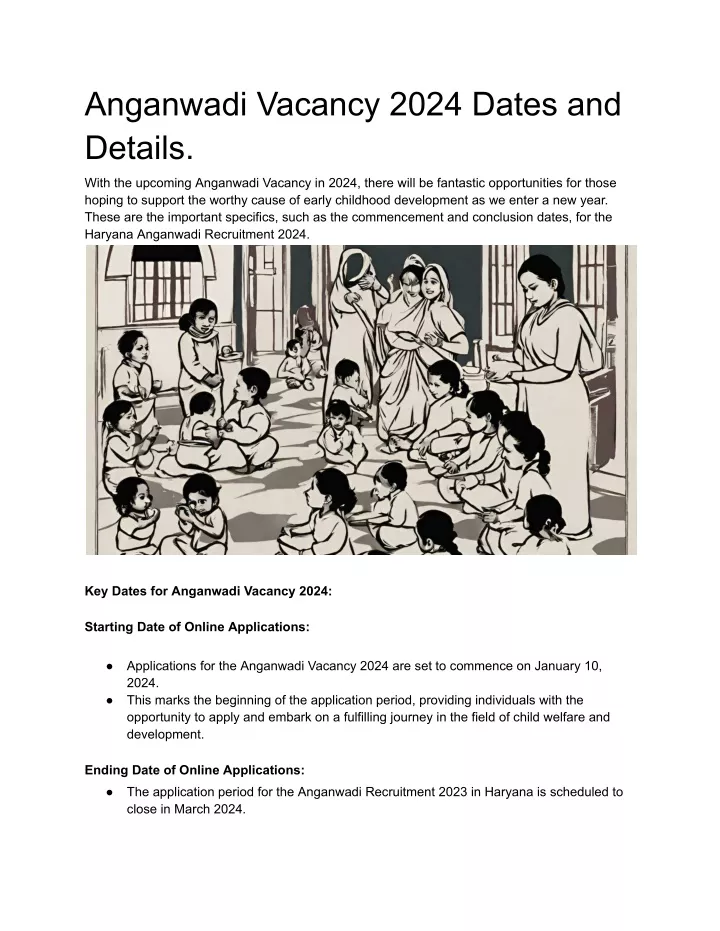 anganwadi vacancy 2024 dates and details