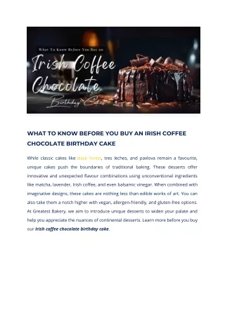 Know Before Buying an Irish Coffee Chocolate Birthday Cake