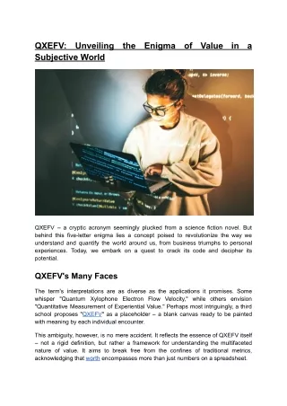 QXEFV-Unveiling the Enigma of Value in a Subjective World