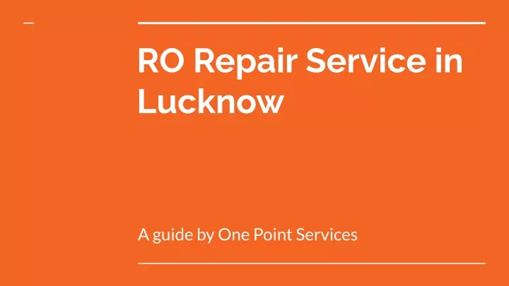 ro repair service in lucknow