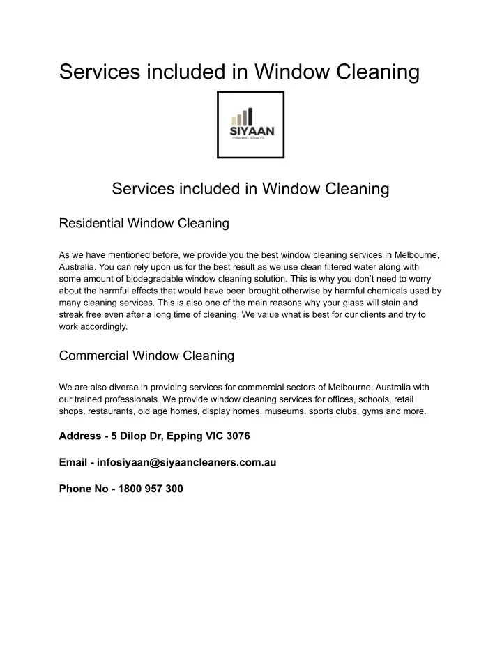 services included in window cleaning