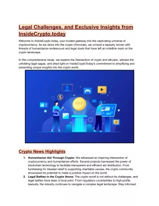 Legal Challenges, and Exclusive Insights from InsideCrypto