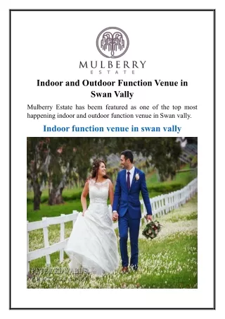 Indoor and Outdoor Function Venue in Swan Vally