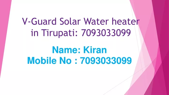 v guard solar water heater in tirupati 7093033099