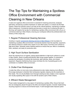 The Top Tips for Maintaining a Spotless Office Environment with Commercial Clean