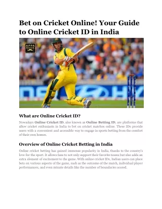 Bet on Cricket Online! Your Guide to Onlinr Cricket ID in India