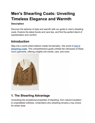 Men's Shearling Coats_ Unveiling Timeless Elegance and Warmth