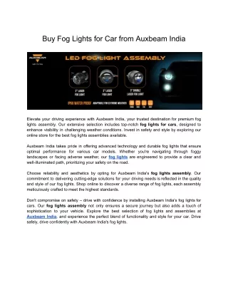Buy Fog Lights for Car from Auxbeam India