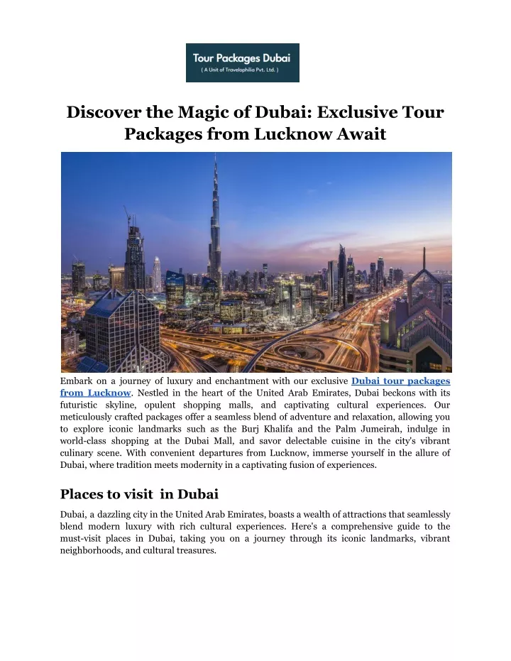 discover the magic of dubai exclusive tour