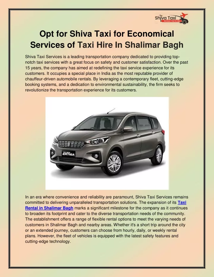 opt for shiva taxi for economical services