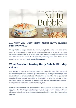 Things To Know Before Buy a Nutty Bubble Birthday Cake