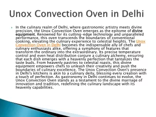 Unox Convection Oven in Delhi