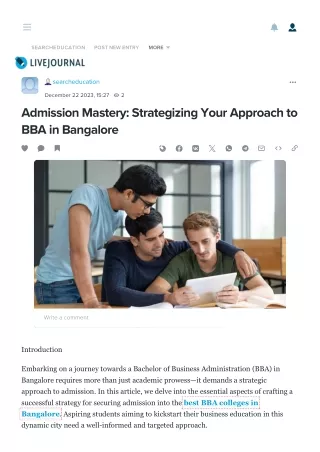 Admission Mastery_ Strategizing Your Approach to BBA in Bangalore