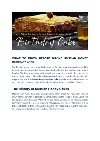 Things to Know Before You Buy Russian Honey Birthday Cake