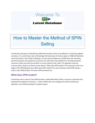 How to Master the Method of SPIN Selling