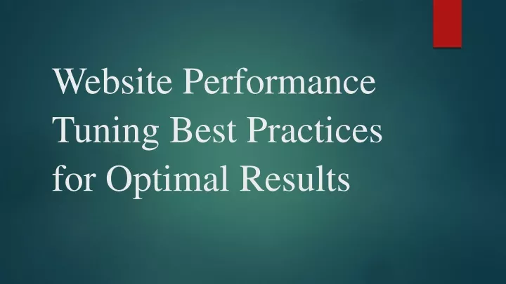 website performance tuning best practices