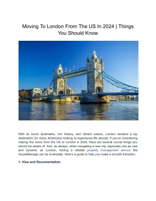 Moving To London From The US In 2024 Things You Should Know