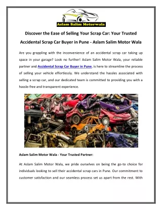 discover the ease of selling your scrap car your