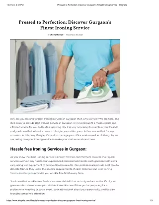Pressed to Perfection Discover Gurgaon’s Finest Ironing Service