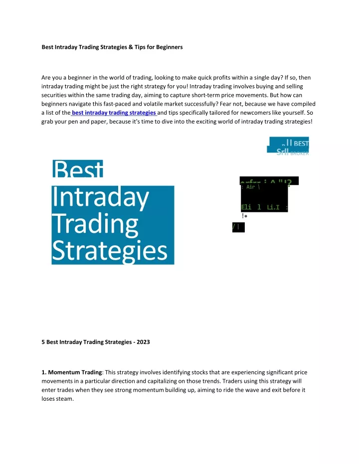 best intraday trading strategies tips