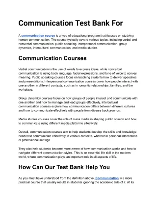 Communication Test Bank For Students | Read Now