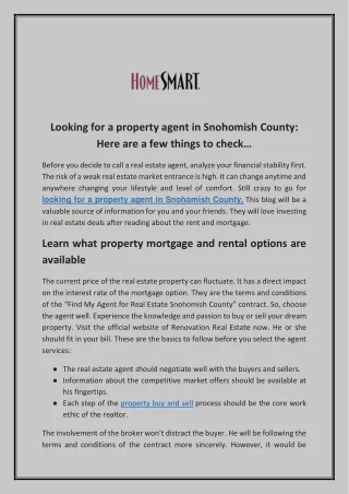 Looking for a property agent in Snohomish County